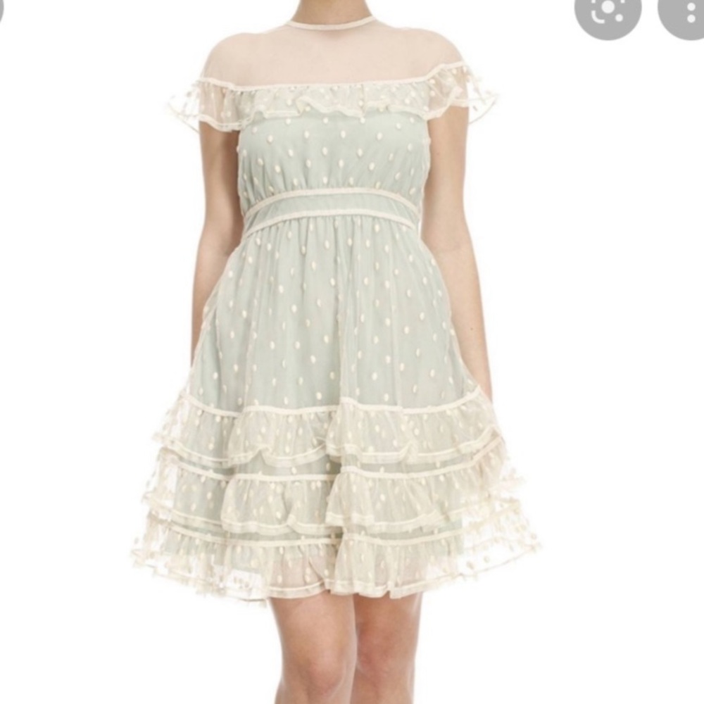 Red Valentino Tulle Polka Dot Dress in White/Cream